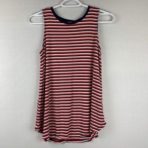 OLD NAVY Red, white, blue striped sleeveless top XS round hem